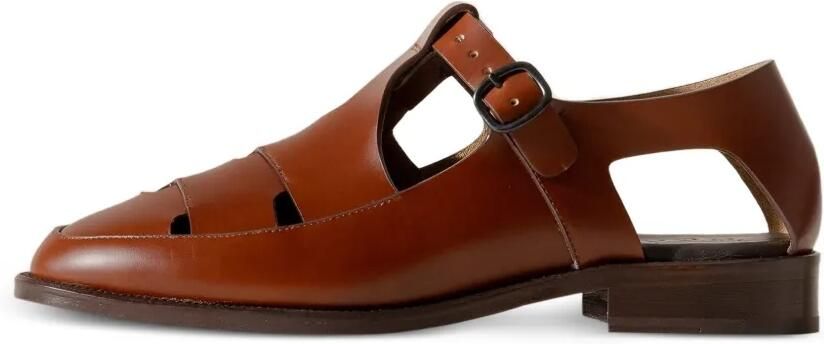 Hereu Besso geweven sandalen met T-bandje Bruin - Foto 3