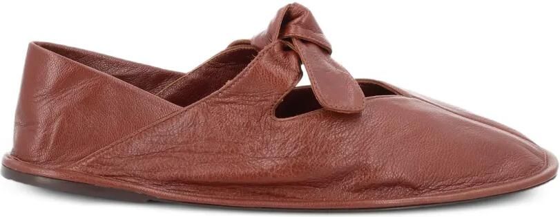 Hereu Geknoopte leren ballerina's Bruin