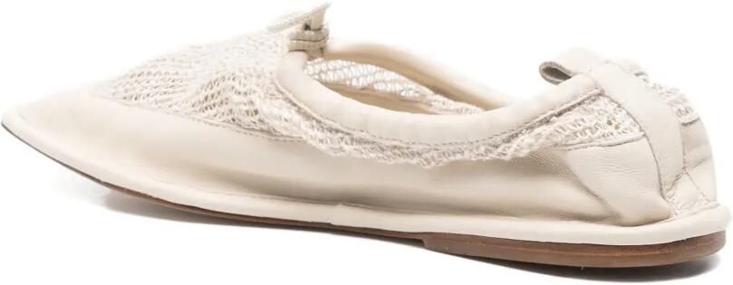 Hereu Puntera ballerina's met mesh vlak Beige