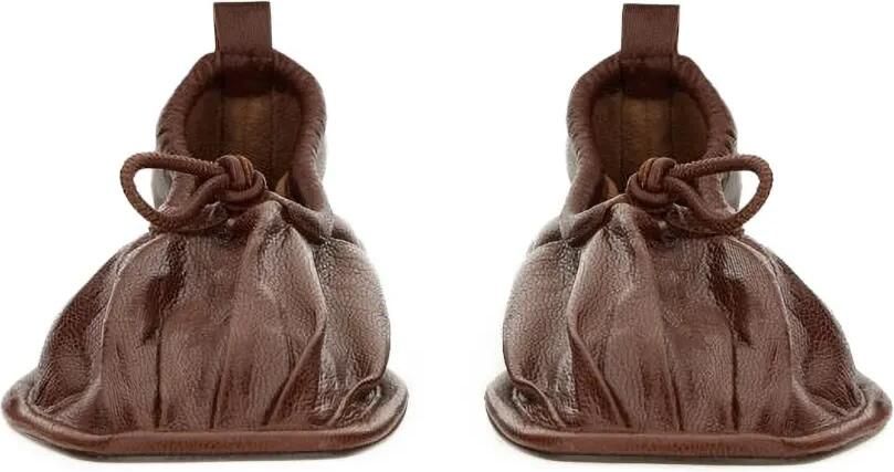 Hereu Puntera gesmockte leren ballerina's Bruin - Foto 3