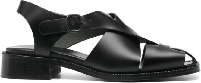 Hereu Raima asymmetric leather sandals Zwart