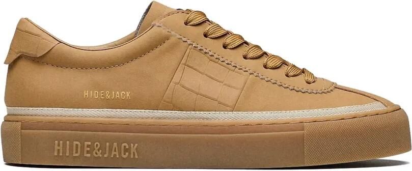 Hide&Jack Leren sneakers met krokodillen-reliëf Bruin