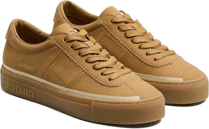 Hide&Jack Leren sneakers met krokodillen-reliëf Bruin - Foto 5