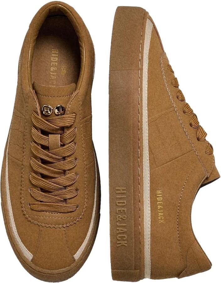 Hide&Jack Leren sneakers met krokodillen-reliëf Bruin - Foto 2