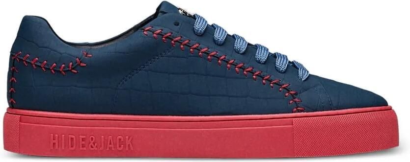 Hide&Jack Essence Baseball sneakers met krokodillen-reliëf en festonsteek Blauw