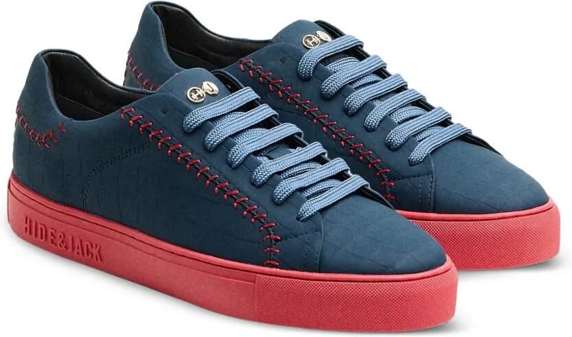 Hide&Jack Essence Baseball sneakers met krokodillen-reliëf en festonsteek Blauw - Foto 5