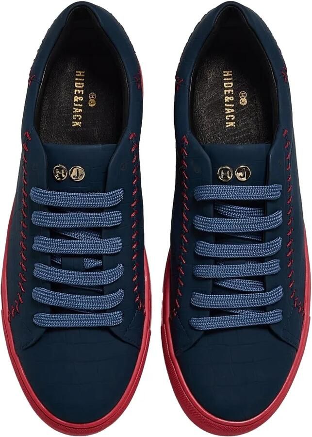 Hide&Jack Essence Baseball sneakers met krokodillen-reliëf en festonsteek Blauw - Foto 3