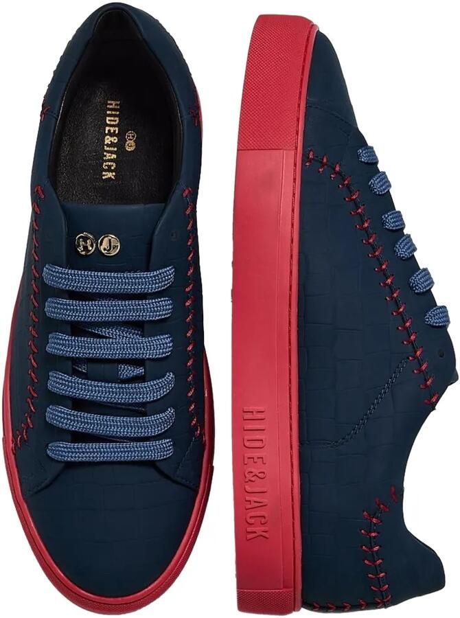 Hide&Jack Essence Baseball sneakers met krokodillen-reliëf en festonsteek Blauw - Foto 2