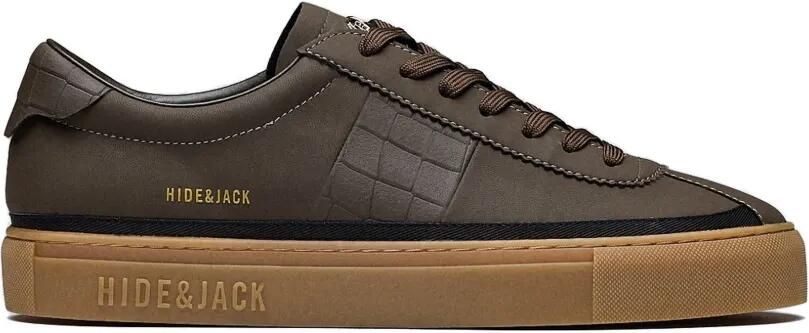 Hide&Jack Retro sneakers met krokodillen-reliëf en vlakken Bruin