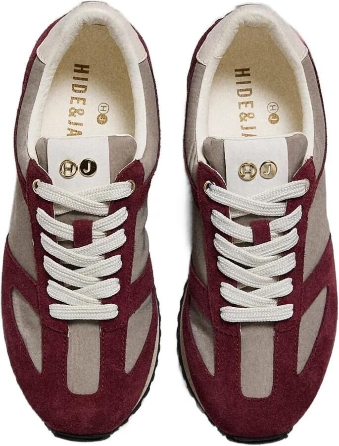 Hide&Jack Roma suède sneakers met vlakken Rood - Foto 3