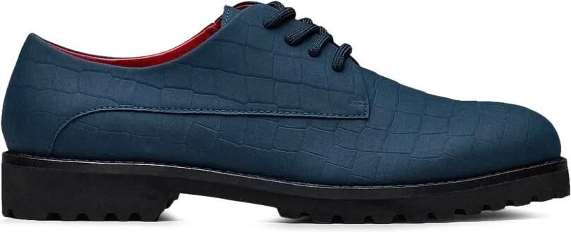 Hide&Jack Spencer derby schoenen met krokodillen-reliëf Blauw