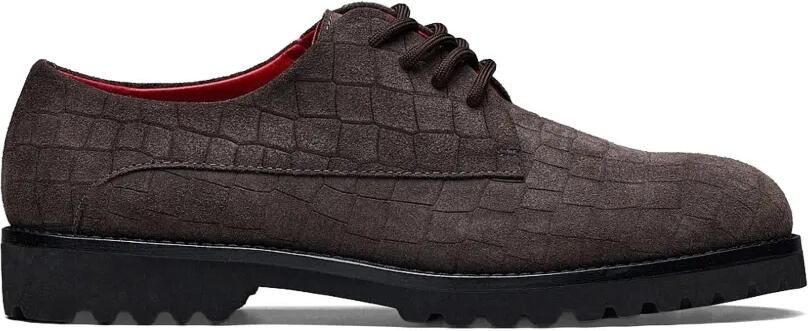 Hide&Jack Spencer derby veterschoenen met krokodillen-reliëf Bruin