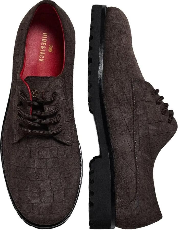 Hide&Jack Spencer derby veterschoenen met krokodillen-reliëf Bruin - Foto 2