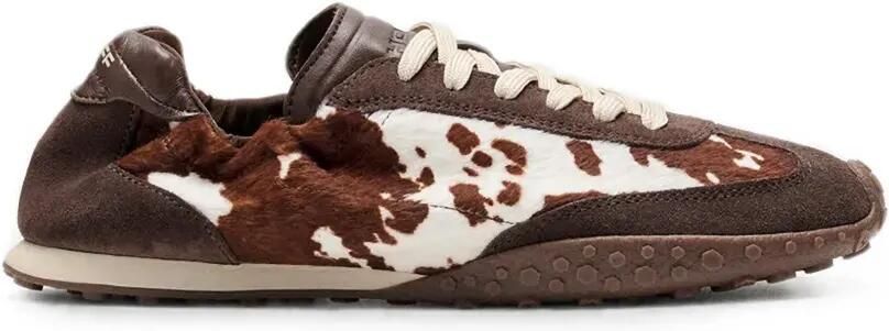 Hoff Bridge sneakers met koeienprint en kalfshaar Bruin