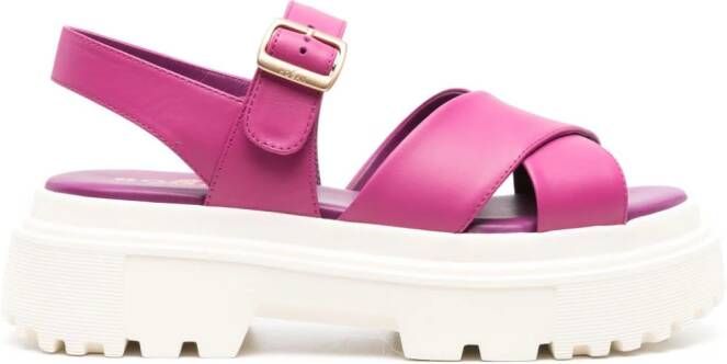 Hogan H644 55 mm leren sandalen met chunky zool Roze