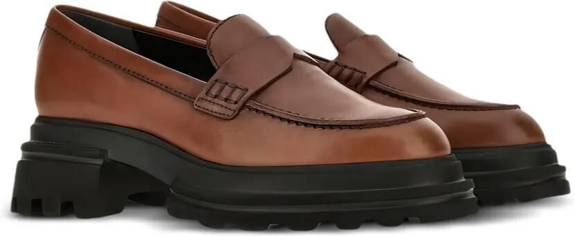 Hogan 50 mm leren penny loafers Bruin - Foto 2