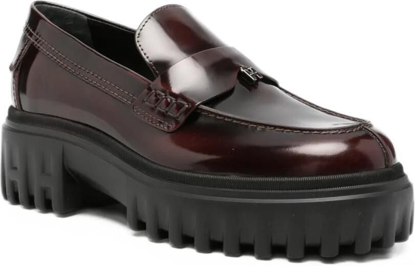 Hogan chunky-sole leather loafers Rood - Foto 3