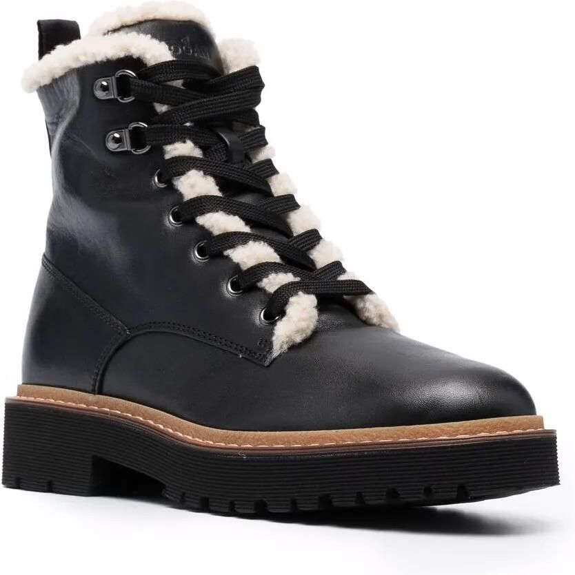 Hogan Combat boots met veters Zwart