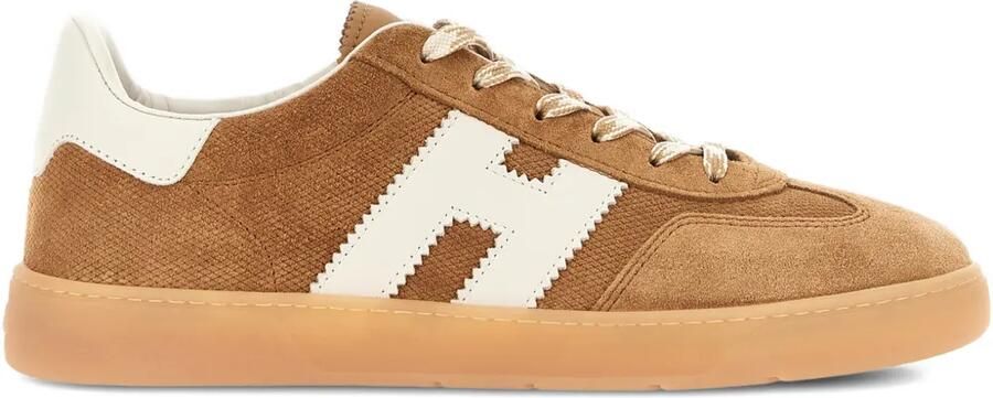 Hogan Cool leren low-top sneakers met logopatroon Bruin