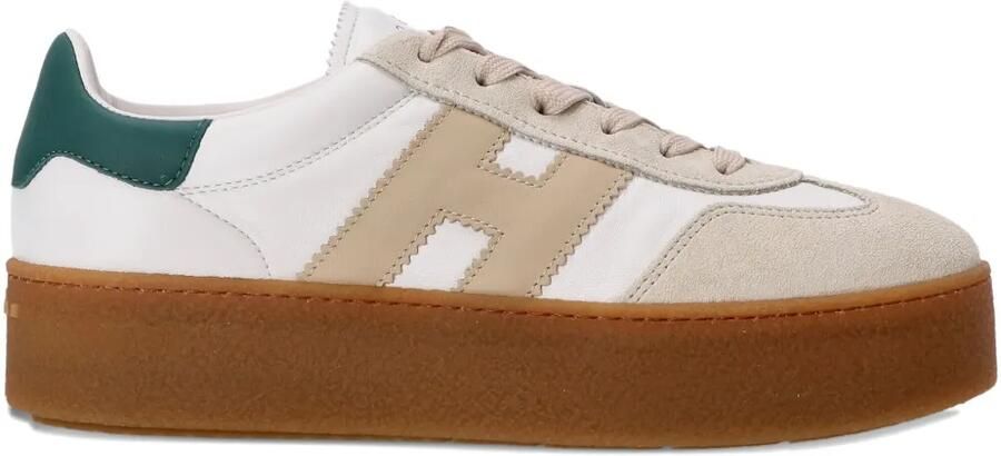 Hogan Cool leren low-top sneakers met plateauzool Beige