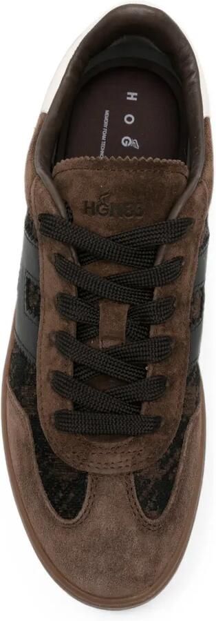 Hogan Cool suède sneakers met pied-de-poule-print Bruin