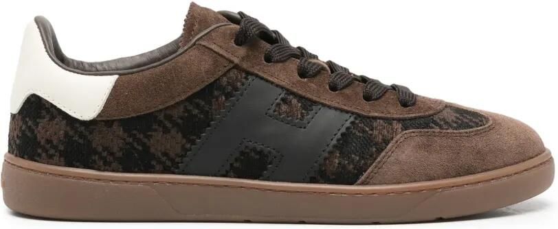 Hogan Cool suède sneakers met pied-de-poule-print Bruin - Foto 4