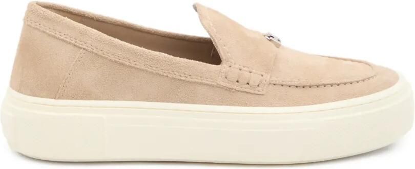 Hogan Crosswind suède loafers met bedel Beige