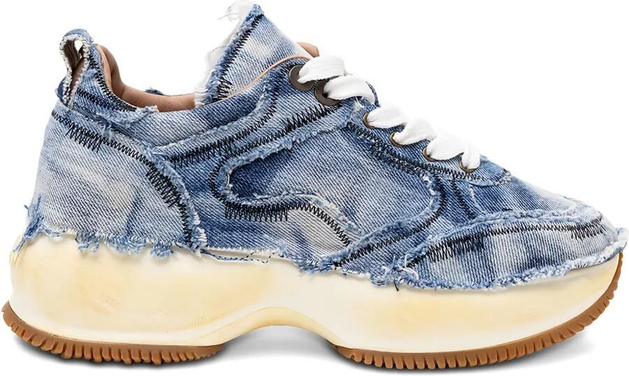 Hogan Denim sneakers met plateauzool en franje Blauw