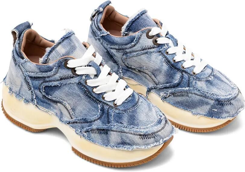 Hogan Denim sneakers met plateauzool en franje Blauw - Foto 4