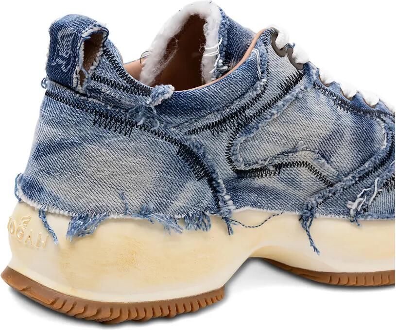 Hogan Denim sneakers met plateauzool en franje Blauw - Foto 2