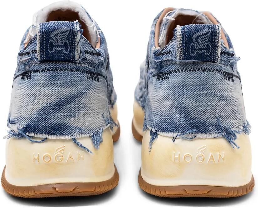 Hogan Denim sneakers met plateauzool en franje Blauw - Foto 3