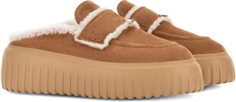 Hogan H-Striped muiltjes met plateauzool Beige
