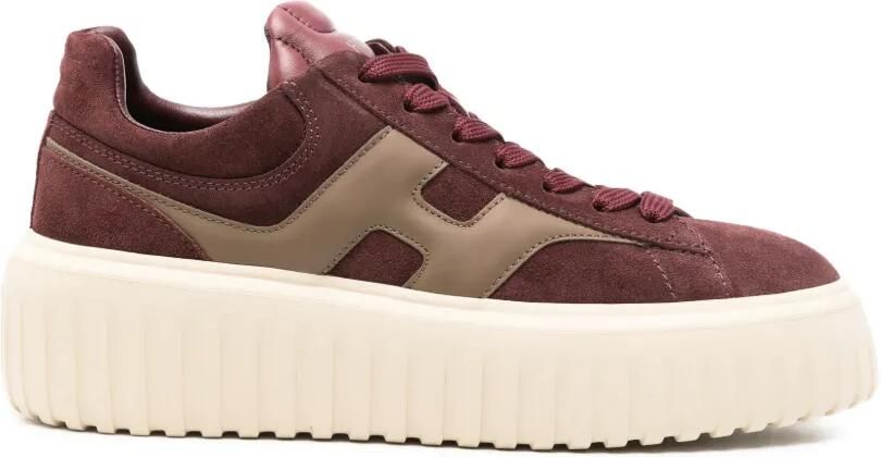Hogan H-Stripes suède sneakers met plateauzool Rood