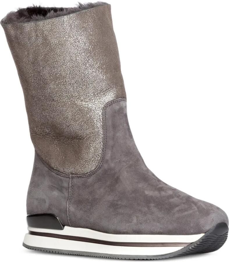 Hogan H222 leren laarzen met lammy voering Zwart