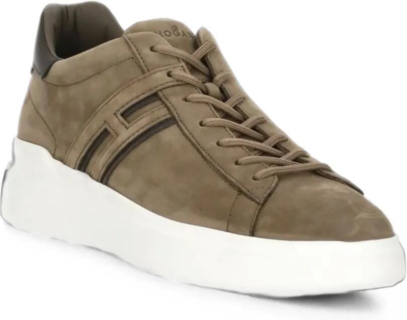 Hogan Leren sneakers met H-applicatie Bruin