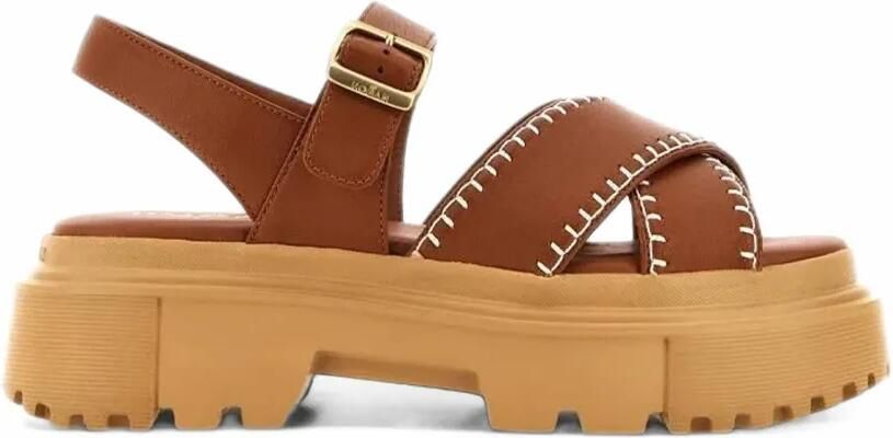 Hogan H644 crossover-strap platform sandals Bruin