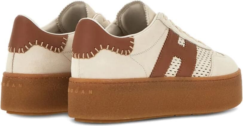 Hogan H698 sneakers met perforaties en plateauzool Beige - Foto 4