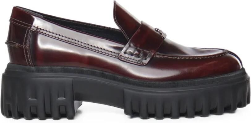 Hogan H700 leren loafers met chunky zool Rood
