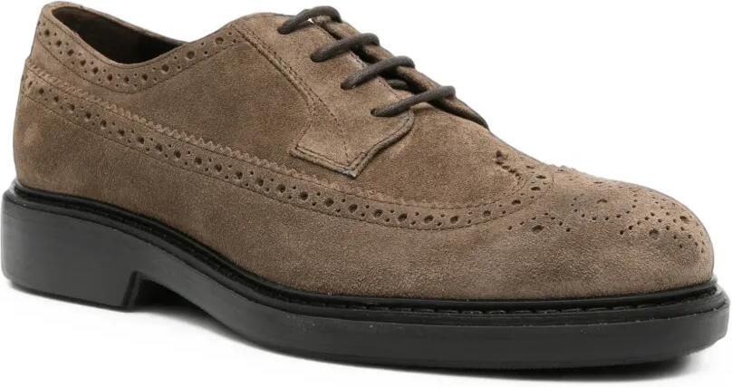 Hogan H704 suède derby schoenen met brogue-detail Bruin