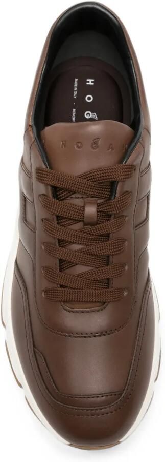 Hogan Hyperlight leren sneakers met logo-patch Bruin - Foto 3