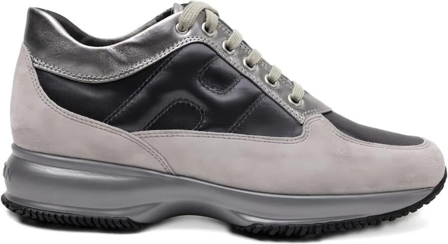 Hogan Interactive Allacciato suède sneakers met metallic vlak Grijs