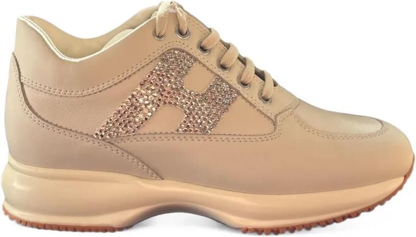 Hogan Interactive leren sneakers verfraaid met kristallen Beige