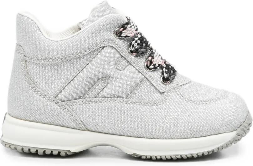 Hogan Kids Sneakers met logopatch en glitter-effect Grijs