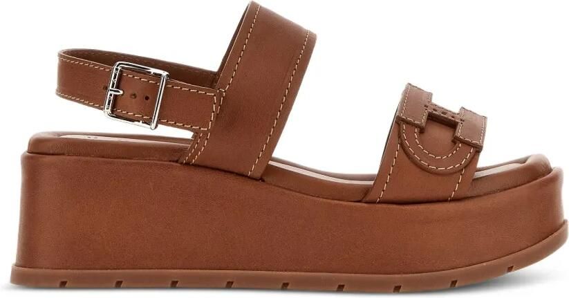 Hogan Leren sandalen met gesp Bruin