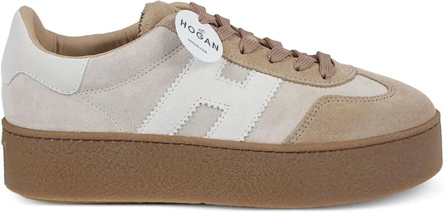 Hogan Leren sneakers met plateauzool Beige