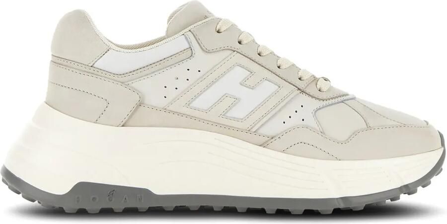 Hogan Leren veterschoenen Beige