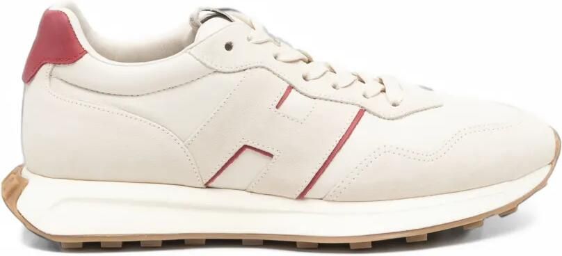 Hogan logo-patch panelled sneakers Beige