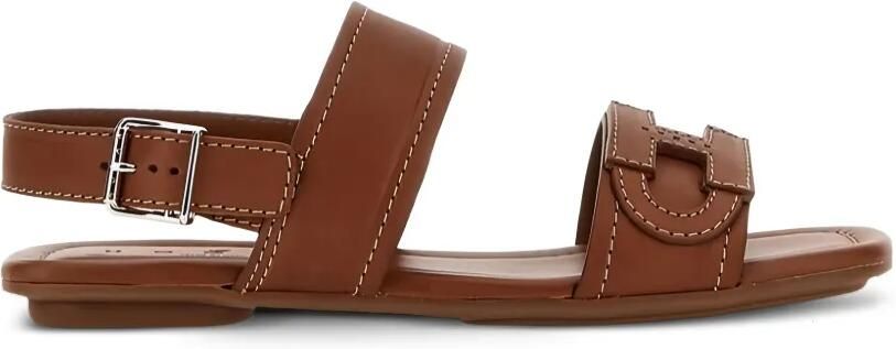 Hogan Platte leren sandalen Bruin