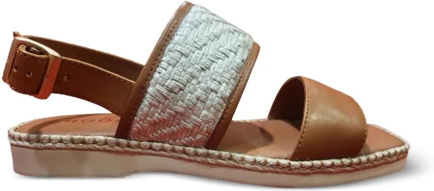 Hogan raffia-panel leather sandals Bruin
