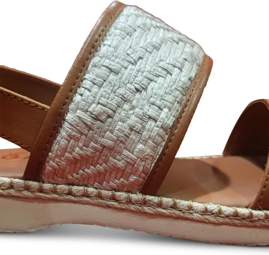 Hogan raffia-panel leather sandals Bruin - Foto 2